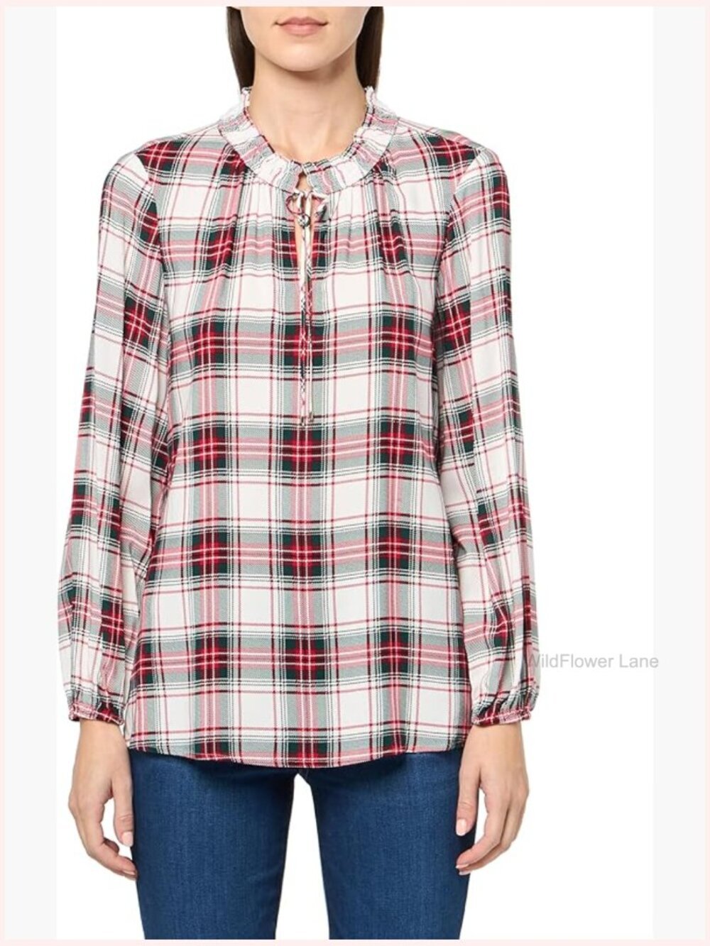 Long Sleeve Tie Blouse Peasant Top Tunic